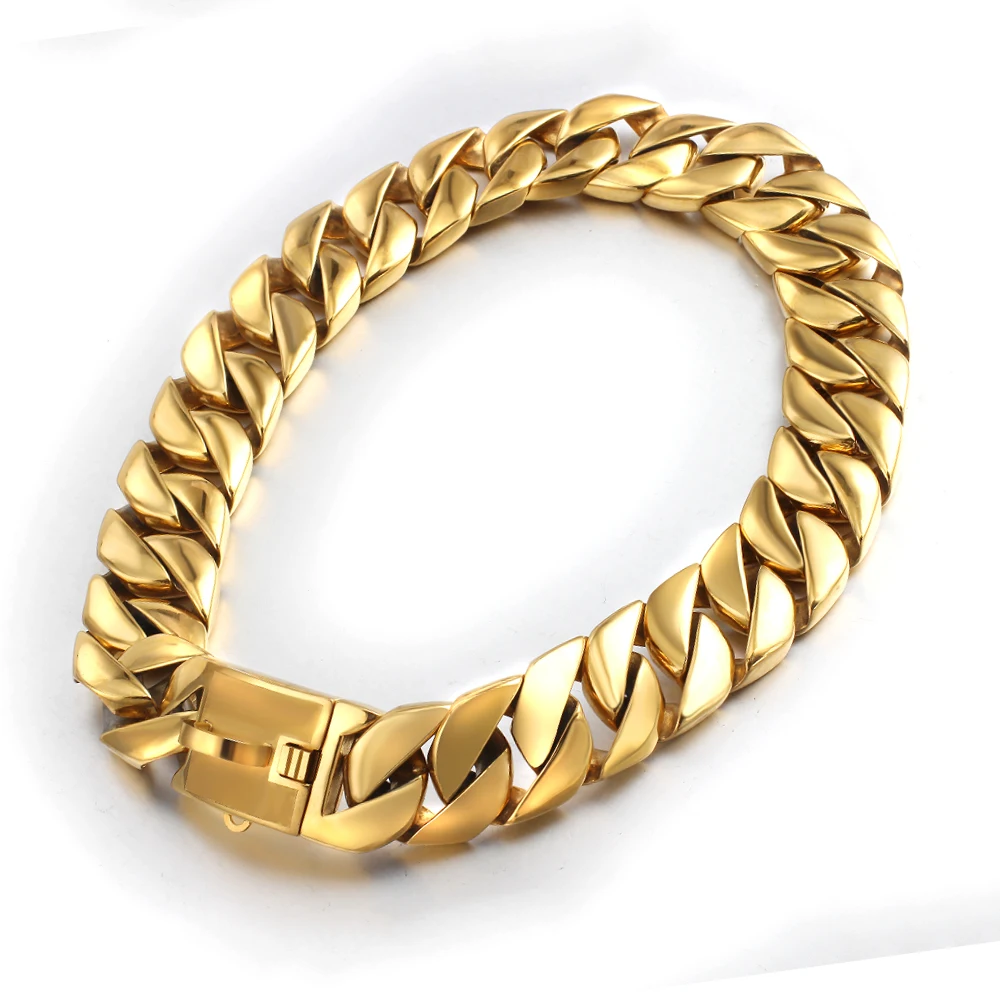 30mm Metal Stainless Steel Chain Dog Collar Double Row Chrome Plated