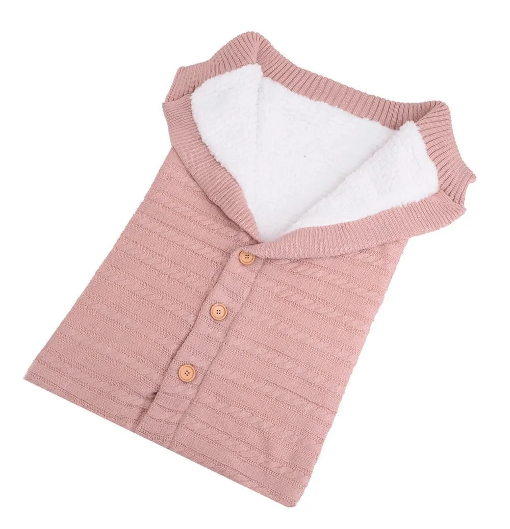 Одеяло для новорожденных; вязаное одеяло для пеленания; вязаное крючком зимнее теплое Пеленальное Одеяло; спальный мешок; одеяло для коляски; s# SS - Цвет: Розовый