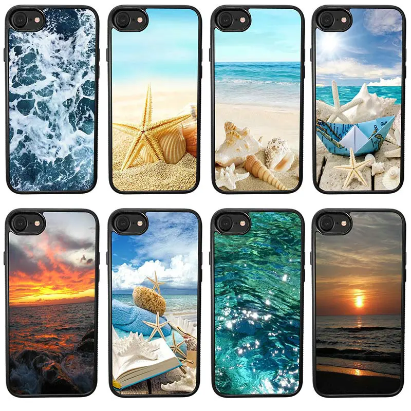 Hot Seashells Sea Beach Starfish Waves Mobile Phone Cases Hard Plastic Cover Protect for iphone 4 4S 5 5S SE 6 6S 7 8 Plus Case | Мобильные