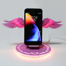 Белый, розовый, синий, черный, четыре цвета, 10 Вт светодиодный Qi беспроводной зарядной док-станции, 10 Вт, крылья ангела, быстрая зарядная подставка для мобильного телефона
