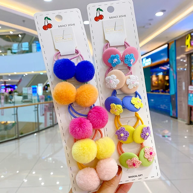 10/20/24 Pcs/Set Baby Girls Cute Cartoon Flower Scrunchies Rubber Bands Children Lovely Elastic Hair Bands Kids Hair Accessories hair ball-20 Pcs