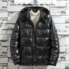 Зимняя новая утепленная блестящая куртка с капюшоном и хлопковой подкладкой, корейская модная однотонная Черная куртка с хлопковой подкладкой