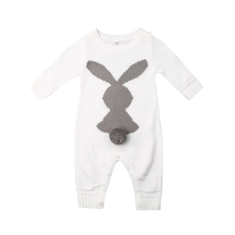 Kdi/Одежда для новорожденных мальчиков и девочек 0-24 месяцев, милый вязаный шерстяной комбинезон с кроликом, элегантный милый комбинезон, прекрасная зимняя теплая верхняя одежда
