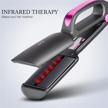 

Professional 65W Hair Straightener 110-240V Ceramic Infrared Heating Flat Iron Salon 2.3 inch Big Adjustable Straighter Iron