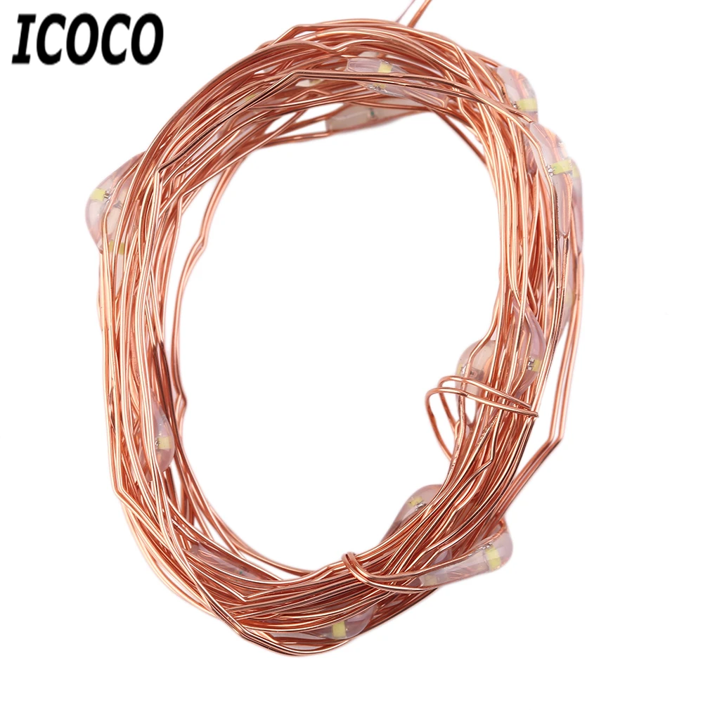 ICOCO водонепроницаемый Ip65 2 м/3 м/4 м кнопка на батарейках светодиодный светильник-гирлянда с медным проводом и чехол для аккумулятора для вечерние украшения