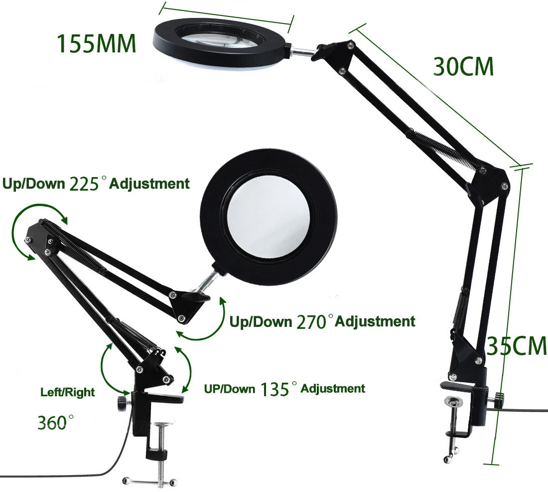 LOUPE,Black 33155CGrande loupe de Table en métal de 155MM