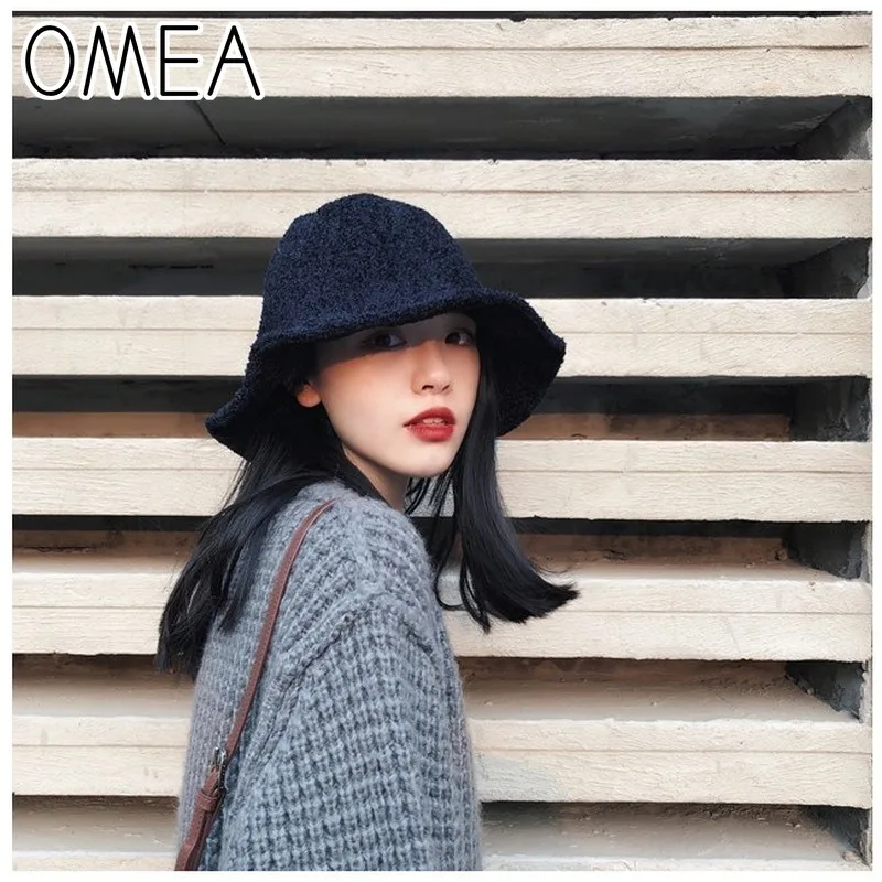 OMEA, женские фетровые шляпы, шерстяные фетровые шляпы, женские шляпы, четыре сезона, с широкими полями, с волнистым краем, Fedora, плоский верх, сплошной цвет, рыбацкая шляпа