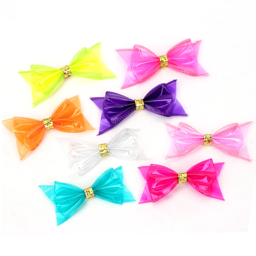 Waterproof Jelly Bows Hair Bows for Girls with Clips Girl Kids Hair accessories Glitter Knot Bows Pool/Swim Bows Solid Hairpins