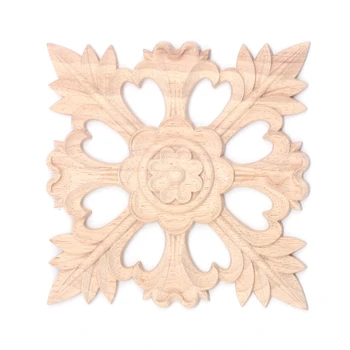 

1X Rubber Wood Carved Floral Decal Craft Onlay Applique Furniture DIY Decor #B:15*15cm