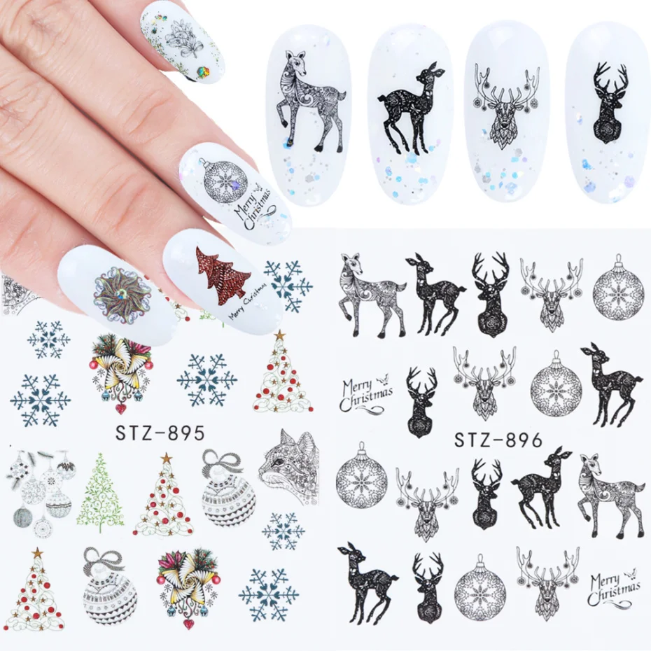 

12 Design Winter Snowflake Elk Tree Full Wraps Nail Art Water Transfer Stickers Christmas Style Manicure Decal DIY LESTZ892-905