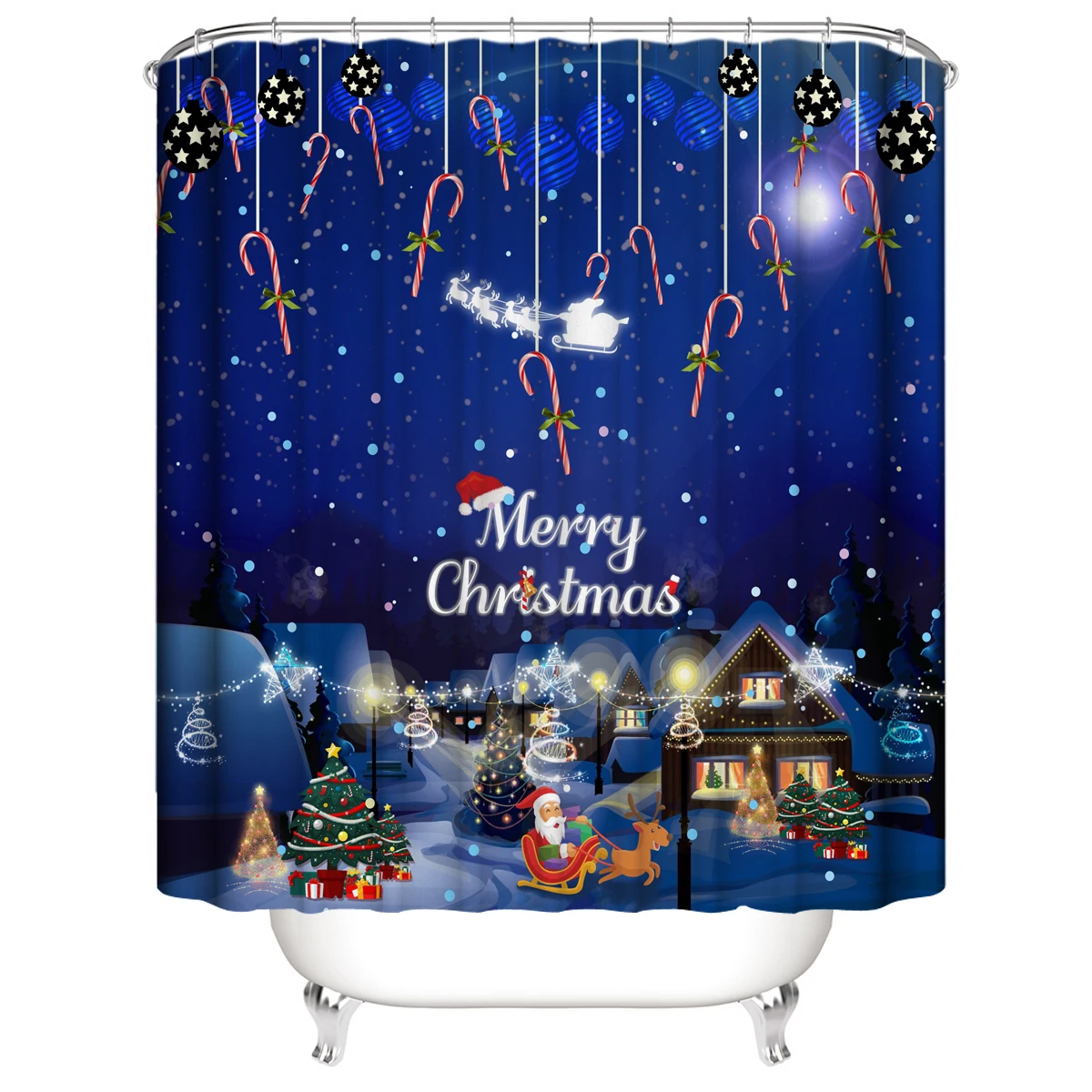 Merry Christmas Водонепроницаемая занавеска для душа с принтом дерева снеговика звезды ночной узор занавеска для ванной комнаты занавеска для душа s - Цвет: G