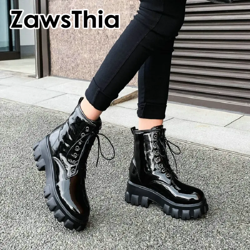 ZawsThia/Женская обувь из лакированной искусственной кожи на платформе Цвет белый