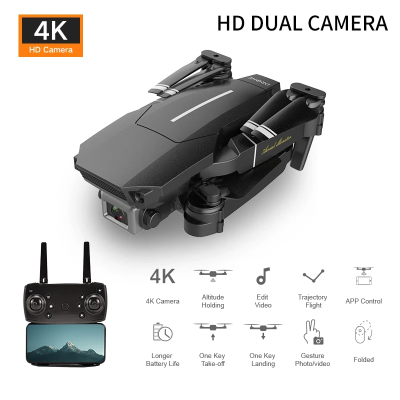 Новинка Дрон с камерой HD Голосовое управление один клик для возврата селфи 4K 1080P