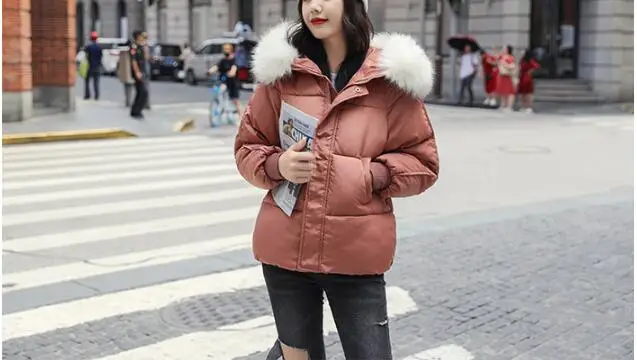2022 Winter Hooded Parkas Women Big Fake Fur Down Cotton Jacket Coat Ladies Warm Loose Cotton Padded Coats Female Short Overcoat