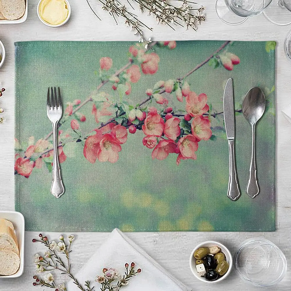 

1Pc Lavender Flower Non-slip Heat Insulation Placemat Kitchen Table Mat Easy clean dry fast non-toxic safe wear-resistant