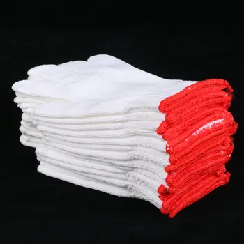 

12 pairs of Cotton Gloves Knitted Non-slip Gloves for Construction Protection Woodworking Garden Auto Repairing Work Gloves