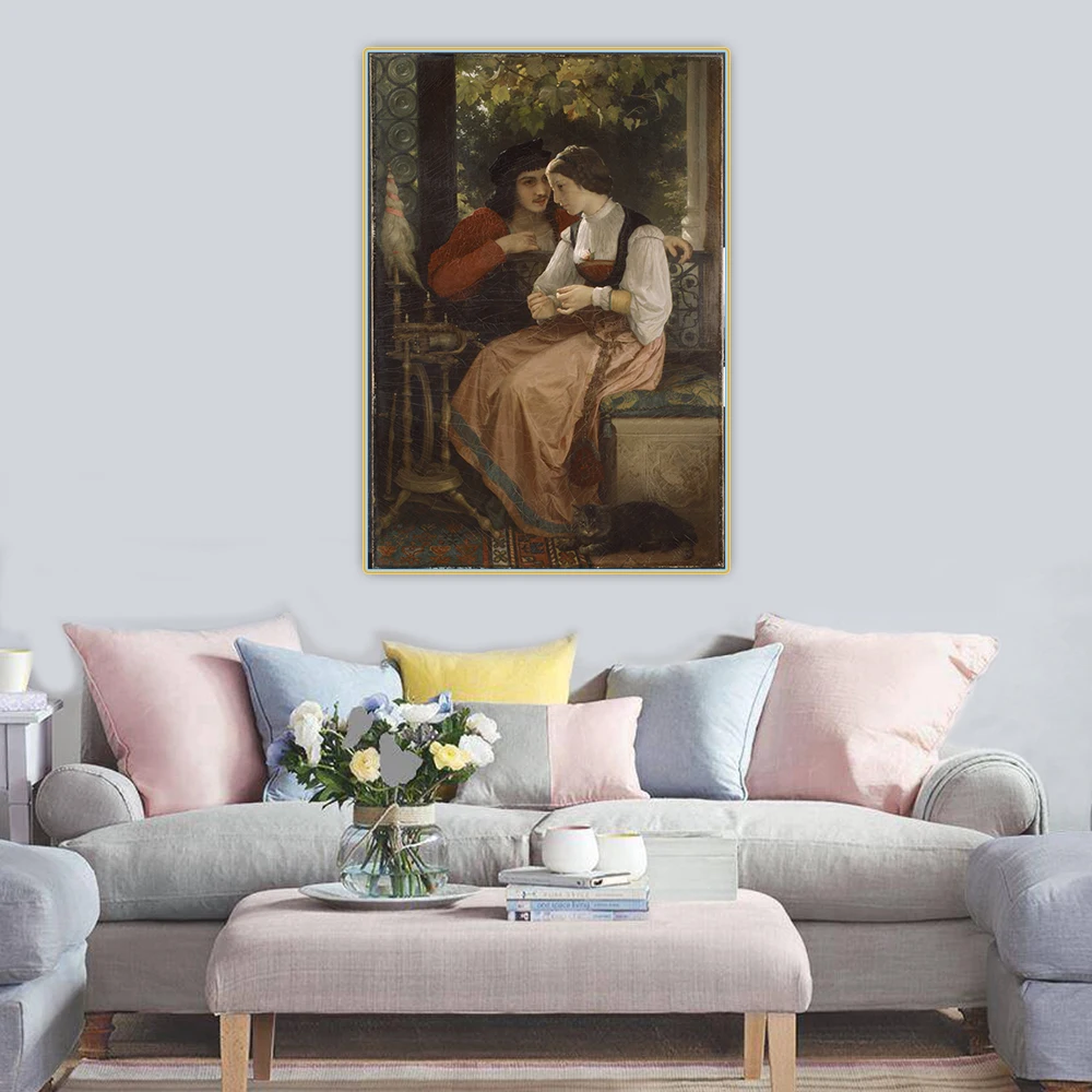 

William Adolphe Bouguereau " The Proposal,1872 " Aesthetic Canvas Oil Painting Print Poster Wall Decor Home interior Decoration