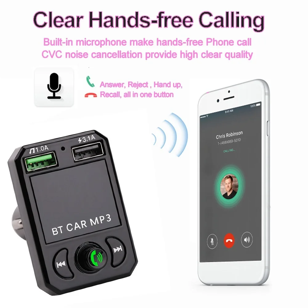 Автомобильный MP3-плеер A6, Bluetooth, громкая связь, телефон, карта, вставка, зарядка, универсальный автомобильный передатчик, беспроводной передатчик, Usb, автомобильная зарядка