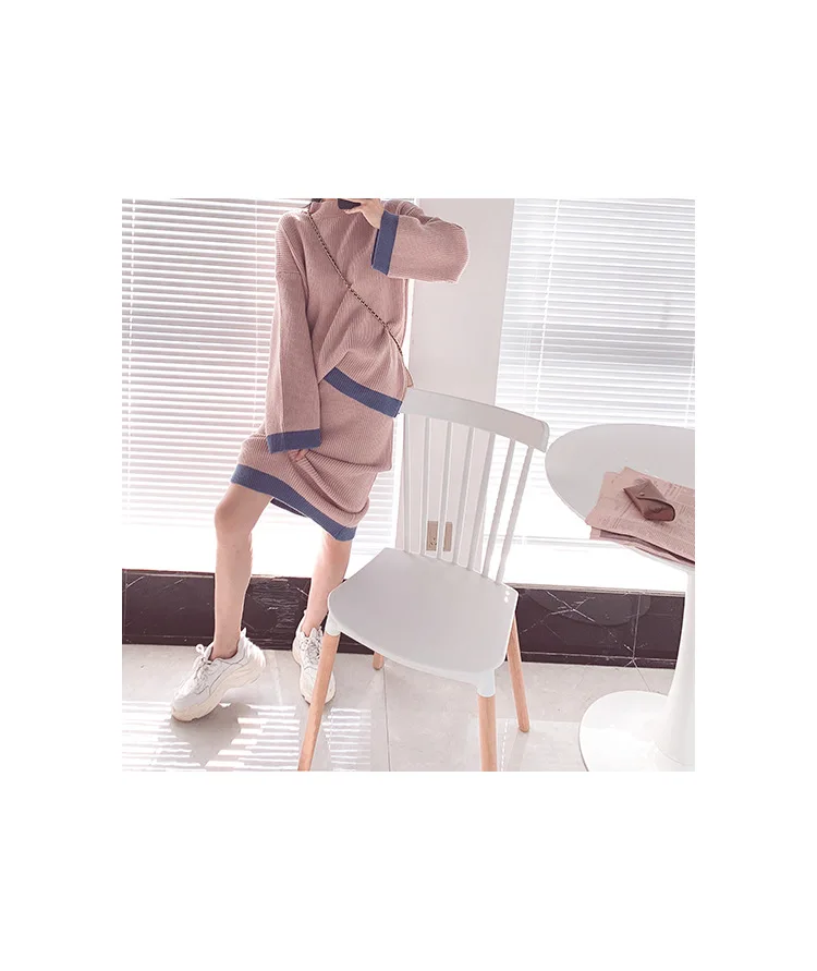 Autumn Winter Women's Sweater Knitting Set Long-sleeved Pullover and Skirt Suit Korean Sweater Set 2-piece Set Skirt Women 9736