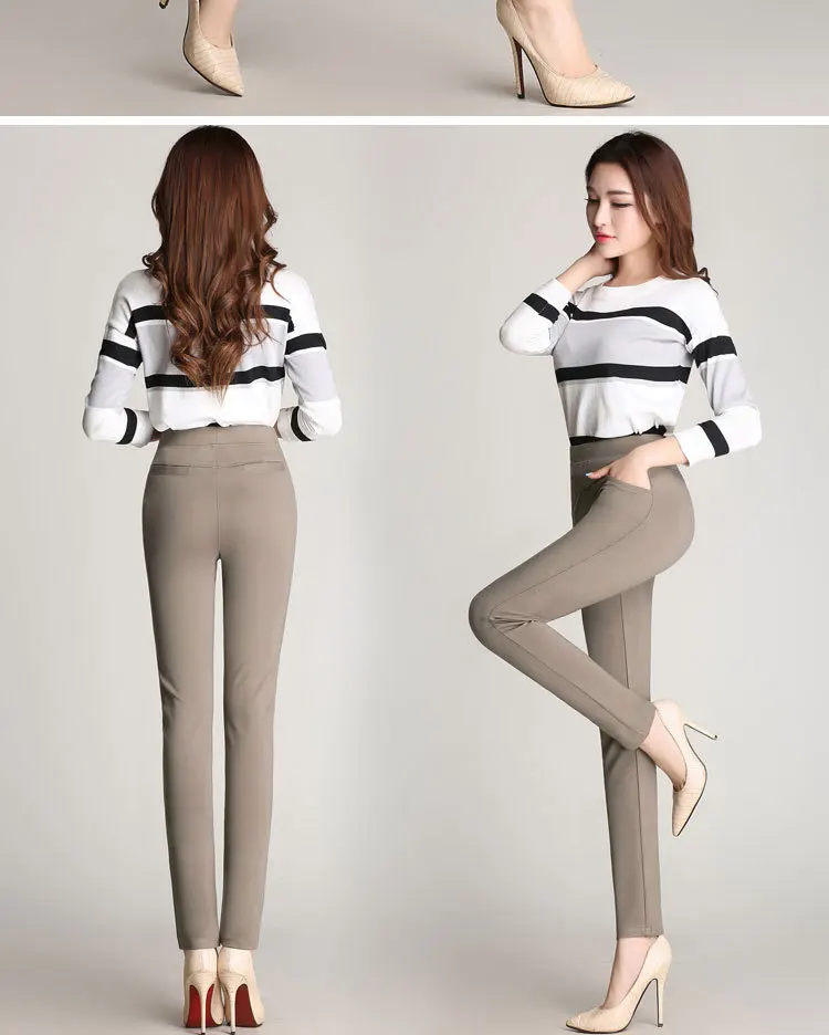 Лето осень костюм Штаны и Капри женские pantalon femme хлопок с высокой талией туфли с широко открытым носком, фасон брюки-карандаш в стиле пэчворк женские брюки
