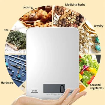 

5kg/1g Household Kitchen Scale Electronic Food Scales Diet Scales Measuring Tool Slim LCD Digital Electronic Weighing Scale