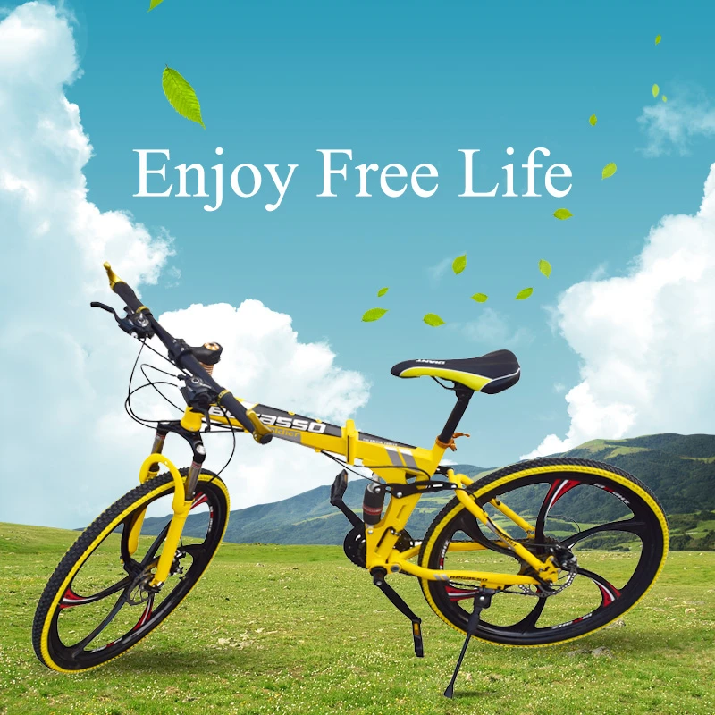 Discount 26inch High Carbon Steel Folding Road Bikes Mountain Bicycles 21 Speed Wheel Bicycle Double Disc Brake Six Colors Men and Women 5