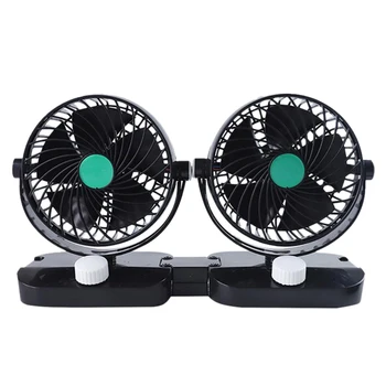 

Mini 6 Inch Car Fan Double Head Shaking Small Electric Auto Fan Universal Summer Cooling Fan