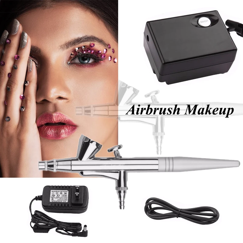 Pinkiou Mini Airbrush Makeup Spary Gun 0.4mm Needle Air Brush for Nail Temporary Tattoo (Single Gun)