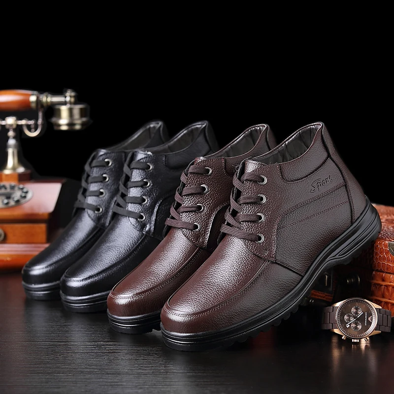 VESONAL/Коллекция года; сезон осень-зима; теплые кожаные мужские ботинки; зимняя обувь с мехом и плюшем; классические мужские повседневные ботинки; кроссовки; обувь