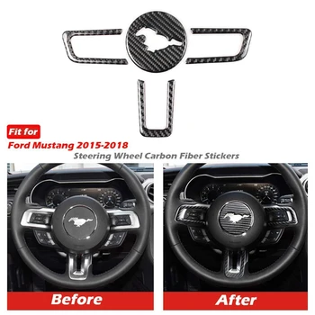 

Real Carbon Fiber Steering Wheel Insert Decoration Cover Emblem Sticker for Ford Mustang 2015-2017 4Pcs