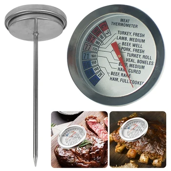 

Kitchen Analog Meat Thermometer For Grilling Smoking Oven Safe Tool Waterproof Stainless Steel Bottom Case And Probe Sensitive