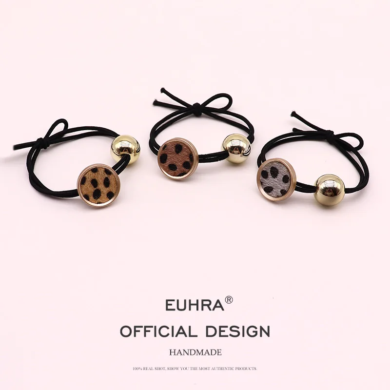 EUHRA/5 цветов, леопардовые пятна, яркие бусины для девочек, ручная работа, женские эластичные резинки для волос, детские резиновые ленты