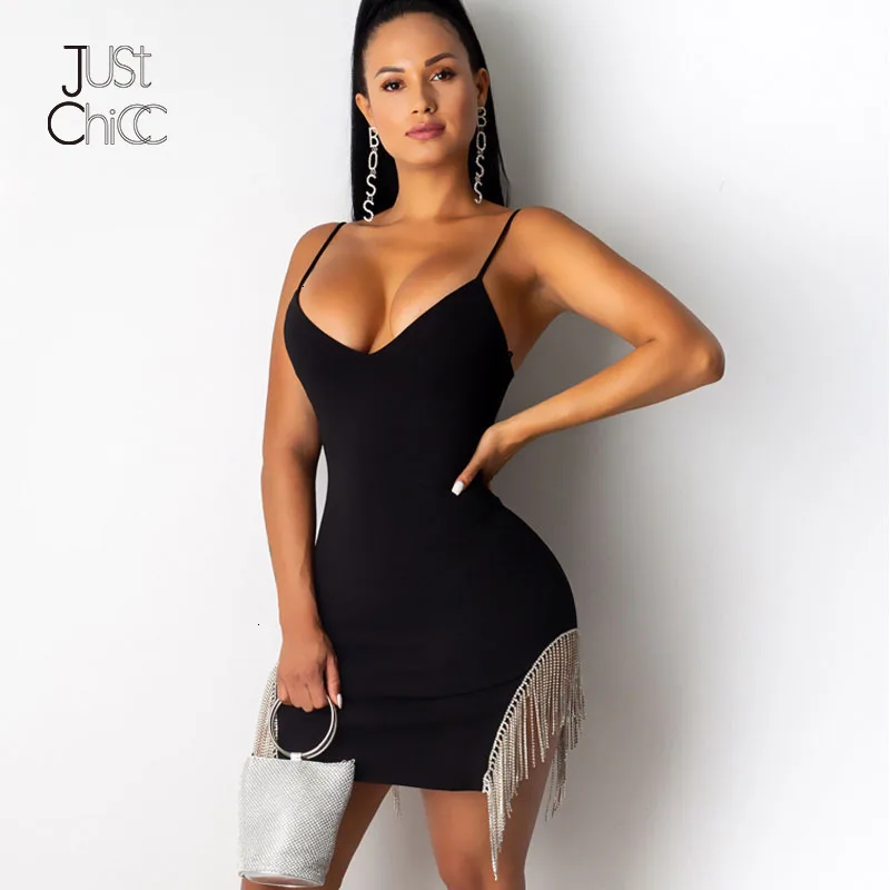 Justchicc вечернее платье с кисточками, женское платье на бретельках, с открытой спиной, осень, сексуальное платье мини, облегающее белое платье с блестками, элегантное