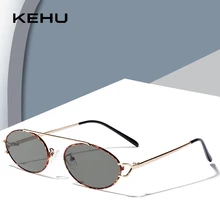 KEHU Fashion Small Oval Sunglasses Women High Quality Alloy Eyeglasses Frame Punk Sun Glasses Ladies Travel Shades UV400 XH34