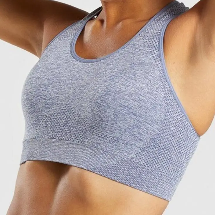 Gray bra Бесшовный костюм для йоги, 2 шт., спортивные футболки, укороченный топ, бесшовные леггинсы, спортивный комплект, одежда для спортзала, фитнес-костюм, комплект для тренировок, Femme - Цвет: Gray bra