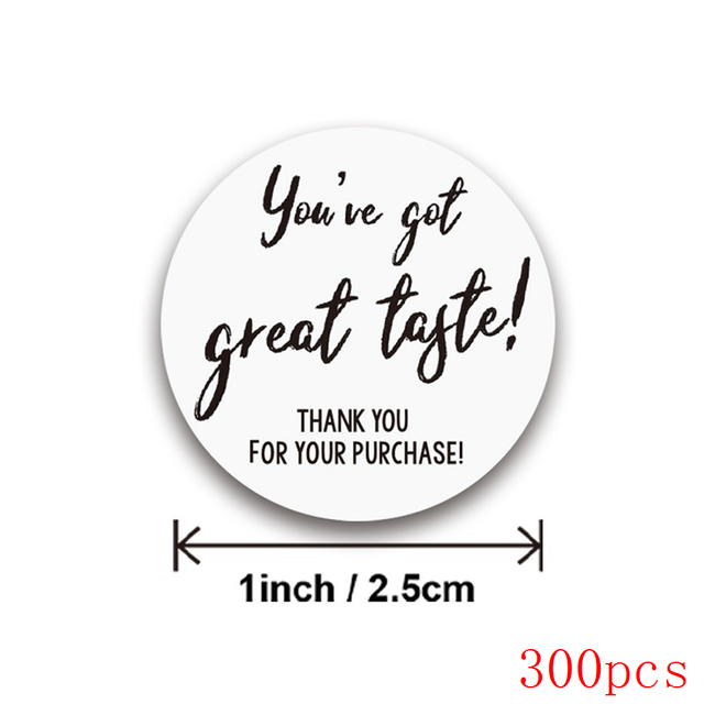 Round Paper White You've good taste Stickers Gold Thank you stickers for Business Packaging Seal Label Stickers