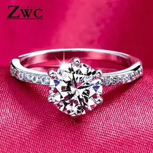 ZWCX Fashion Classic Six Claw AAA Zircon Wedding Rings for women Jewelry Wedding Engagement Female Crystals Ring Gift
