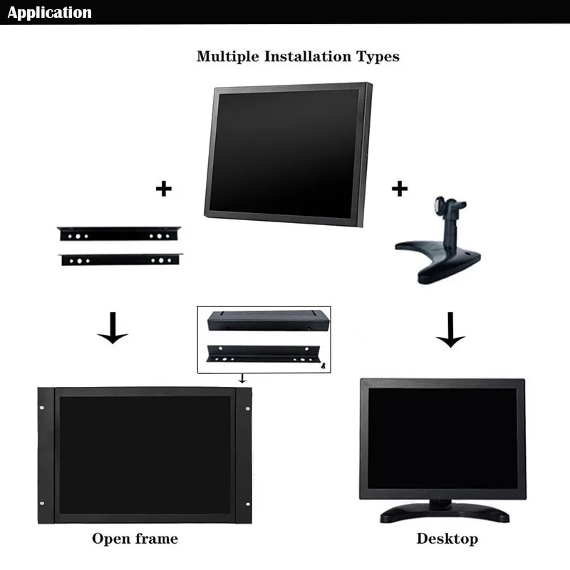 ZHIXIANDA 8 дюймов промышленный монитор открытая рамка настольный с HDMI VGA/D-Sub BNC AV USB вход