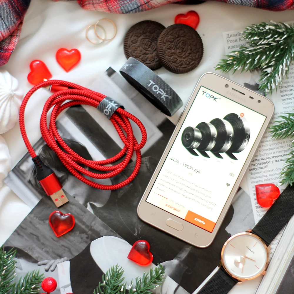 

TOPK Cable Organizer Wire Winder Earphone Holder Mouse Cord Protector HDMI Cable Management for IPhone Samsung Xiaomi Organizer