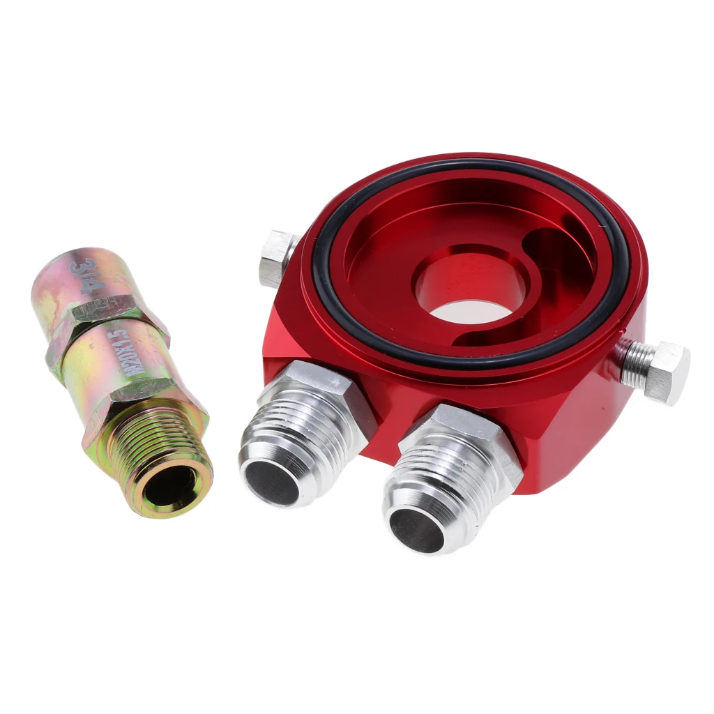MagiDeal Great Performance Oil Filter Cooler Gauge Sandwich Plate Black+Red