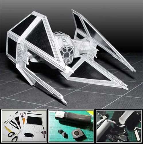 3D бумажная модель Звездные войны Боевой TIE-Interceptor Самолет DIY игрушка ручной работы