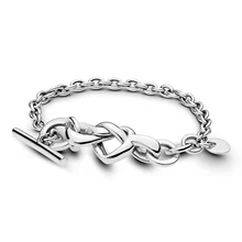 Новинка 925, серебряный браслет в форме сердца, браслет из бусин, сделай сам, подходит под оригинальные железные подвески, женский браслет, ювелирное изделие