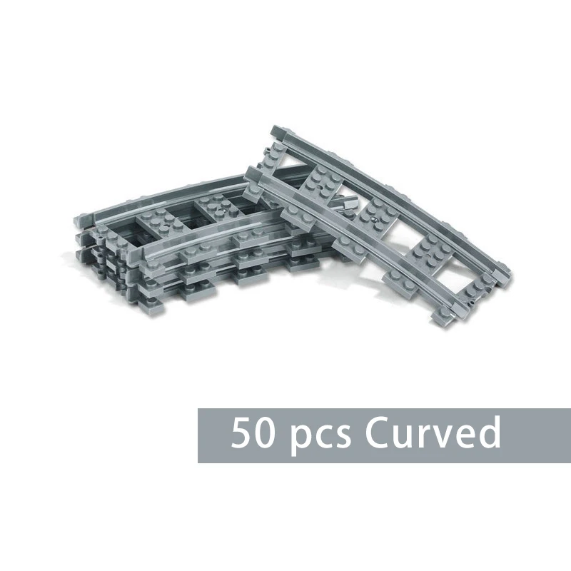 직선 기차 트랙 곡선 액세서리 자동차 블록 빌딩 세트 DIY 10-100 pcs 어린이 장난감 moc 벽돌 도시 스위치 레일 교차