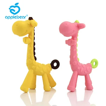 

Safe Baby Teether Toy Toddler Free Giraffe Teether Silicone Chew Dental Health Toothbrush Care Beads Gift For Baby