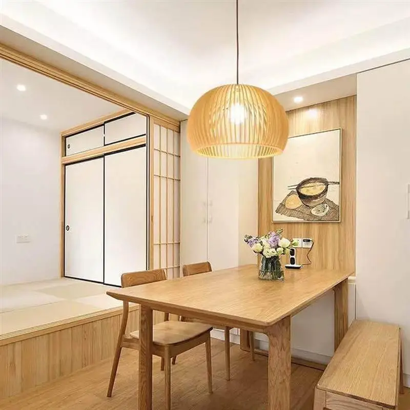Creative Wooden Pendant Lamp Lampshade Hanging Light Without Bulb For Home Room(Khaki