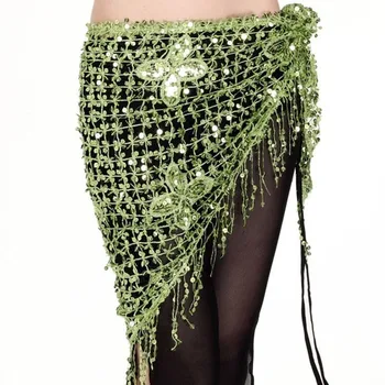 

Women Belly Dance Sequin Hip Scarf Stretchy Tassel Triangle Dancing Costume Dancing Belt Shawl Bellydance Practice Accessories