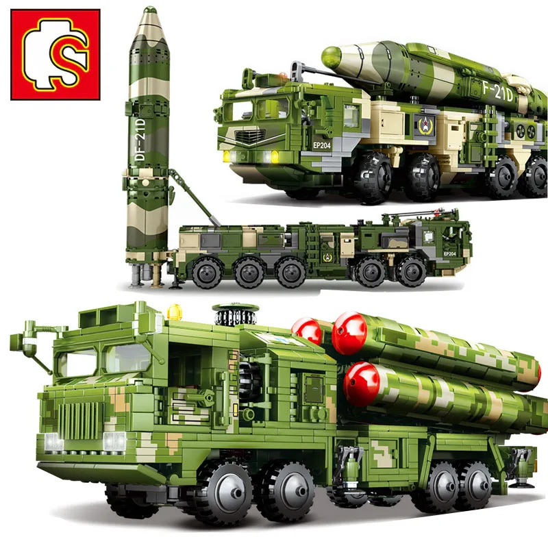 

SEMBO Military Trucks Air Defense Missile Truck Car Building Blocks Howitzers Vehicle Creator Educational Toys For Boys Gifts