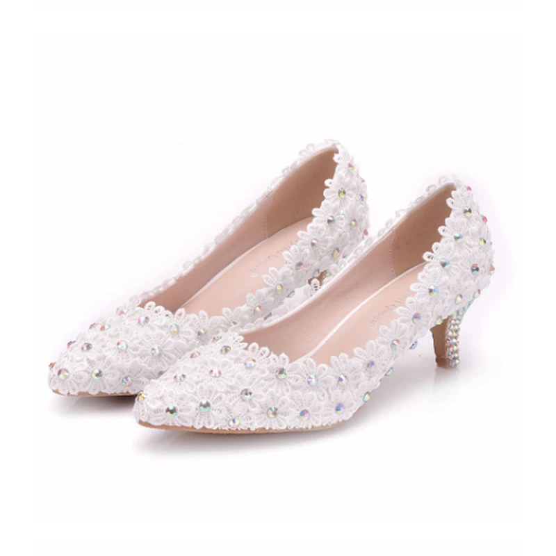 Women's high heels women's wedding shoes women's bridesmaid's shoes women's banquet shoes women's lace diamond high-heeled shoes