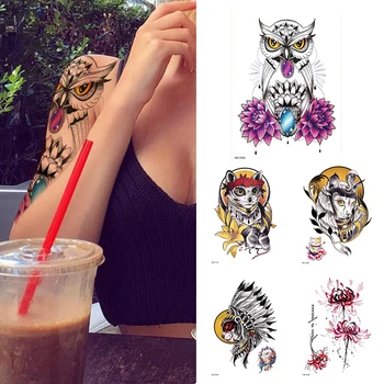 

1PCS OWL,ROSE,CAT,FLOWER TEMPORARY TATTOOS, FINGER, EAR, NECK, MENS, WOMENS, KID
