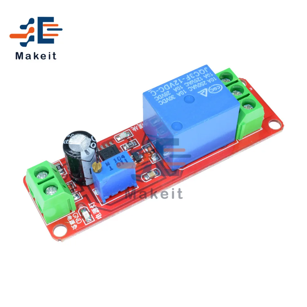 

DC 12V 10A NE555 Trigger Timer Switch Delay Connect Module 0-10 Seconds Adjustable Time Delay Relay With LED Indicator Board